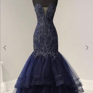 Mermaid Pageant Prom Dress Navy Size 10